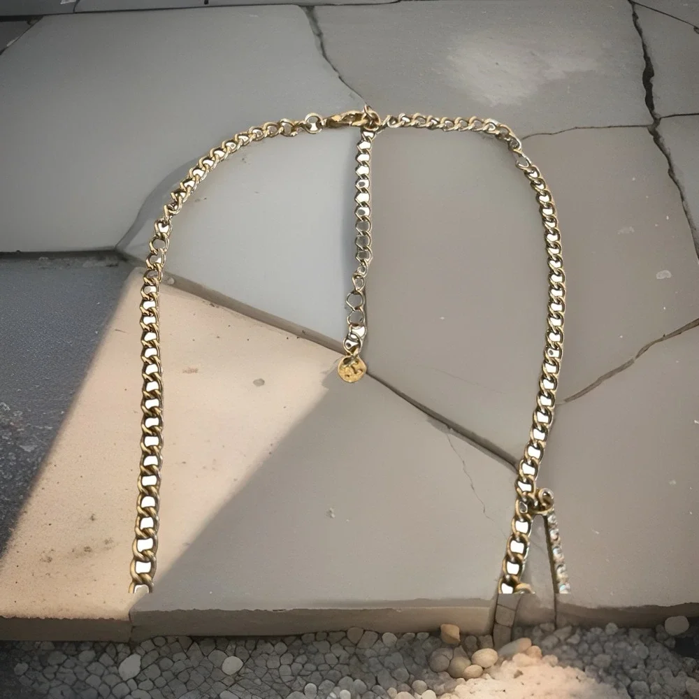 Vintage Modernist Dangle Bib Necklace Gold‎ Tone 19-21